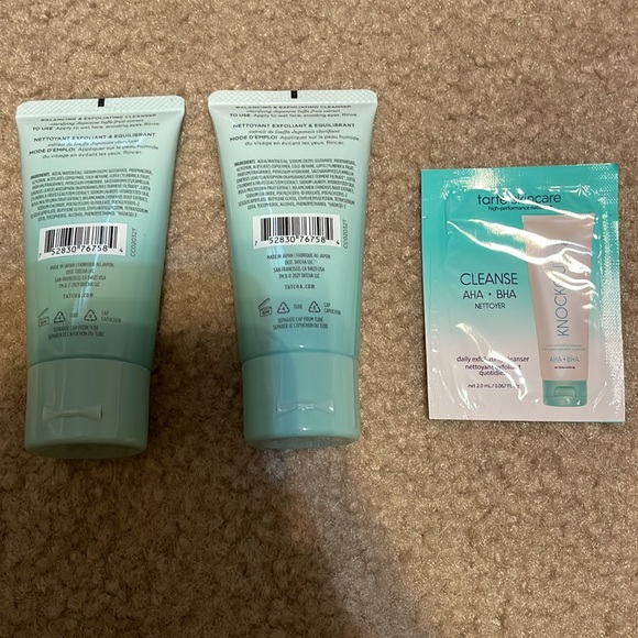 Two of Tatcha’s “the deep cleanse” balancing/exfoliating cleaner & Tarte sample - Picture 3 of 4